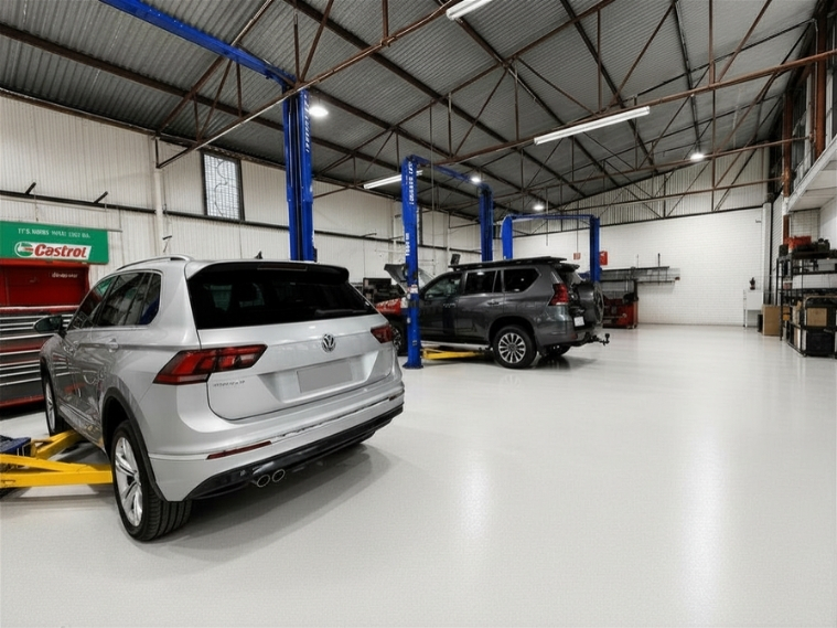 Volkswagen Tiguan and Toyota Prado in the service bays at Automotive Insight, Shenton Park